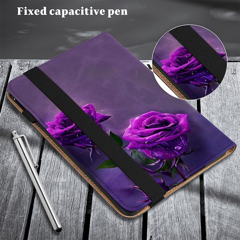 Case iPad (2025) Telefonfodral Lila Rosor