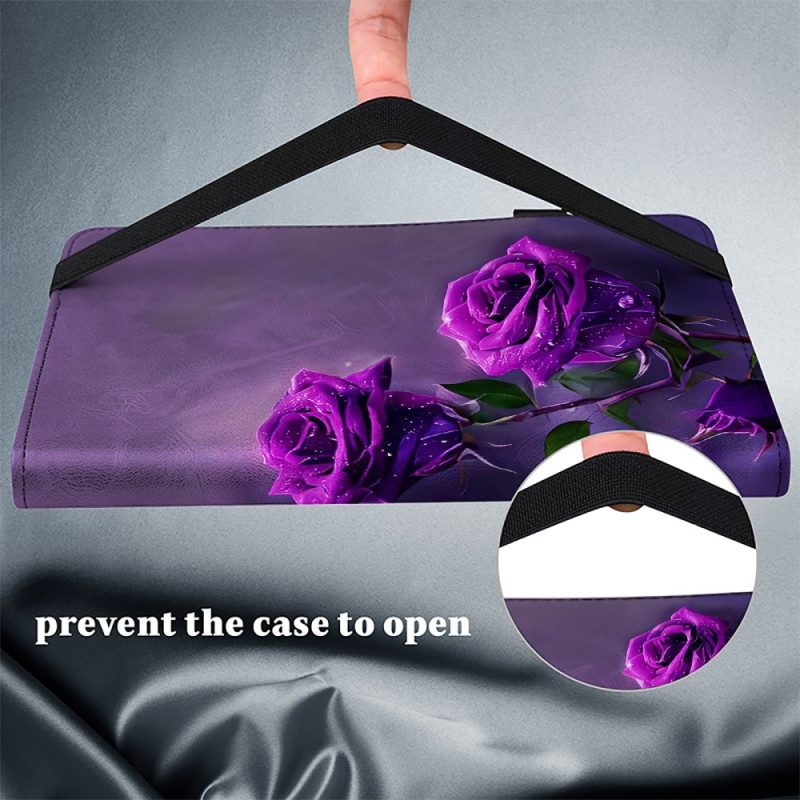 Case iPad (2025) Telefonfodral Lila Rosor
