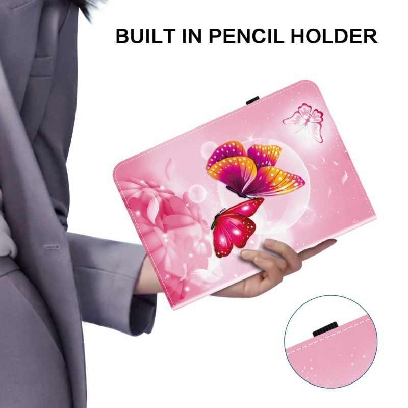 Case iPad (2025) Telefonfodral Rosa Fjärilar