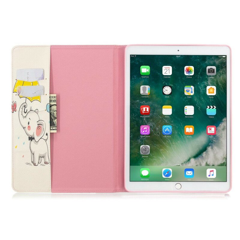 Fodral Case För iPad 10.2" (2020) (2019) / Air 10.5" / Pro 10.5" Elefant I Regnet