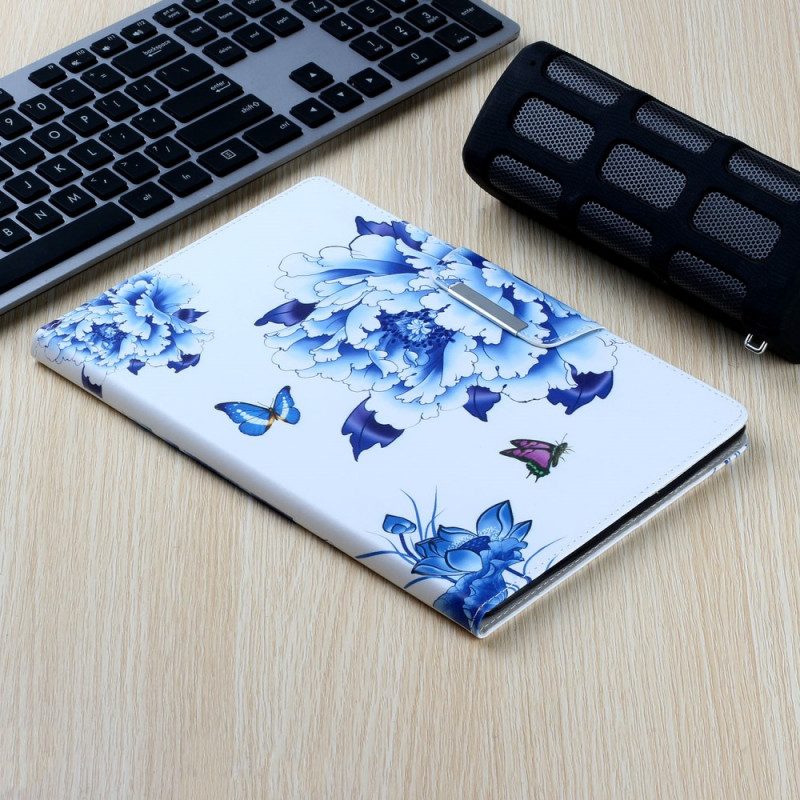 Fodral För iPad Mini 6 (2021) Blå Blommor Och Fjärilar
