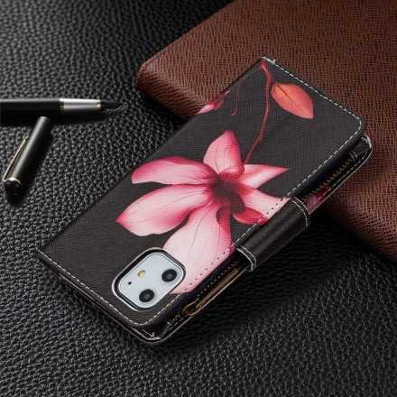 Fodral För iPhone 11 Ficka Med Dragkedja För Blommor