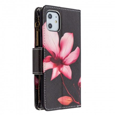 Fodral För iPhone 11 Ficka Med Dragkedja För Blommor