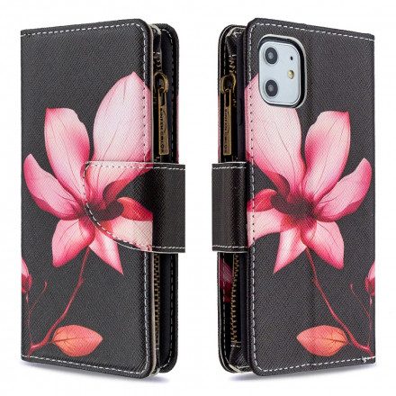 Fodral För iPhone 11 Ficka Med Dragkedja För Blommor