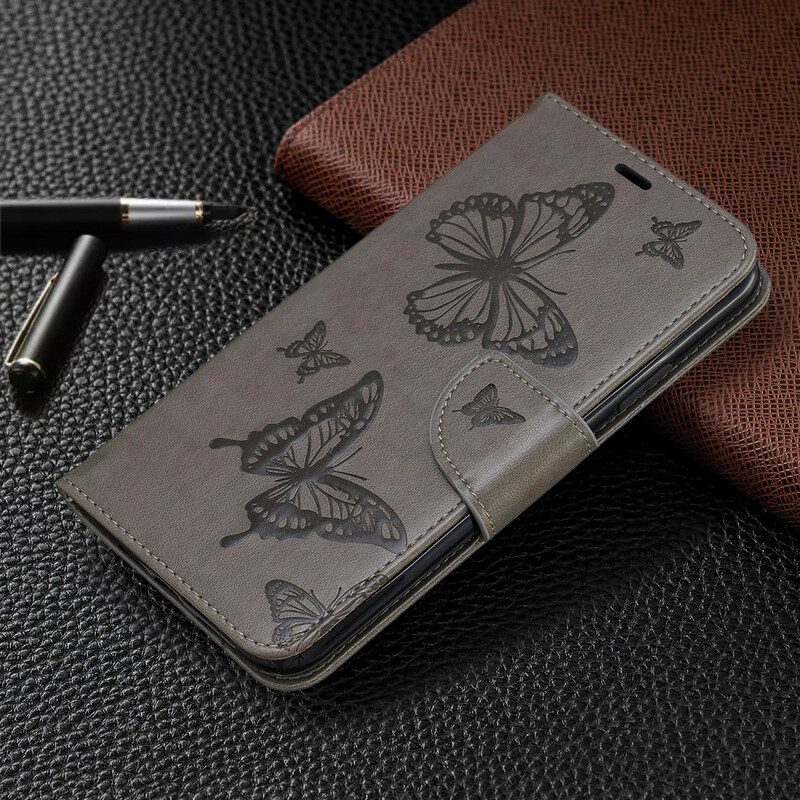 Fodral För iPhone 11 Pro Max Med Kedjar Thongtryckta Fjärilar