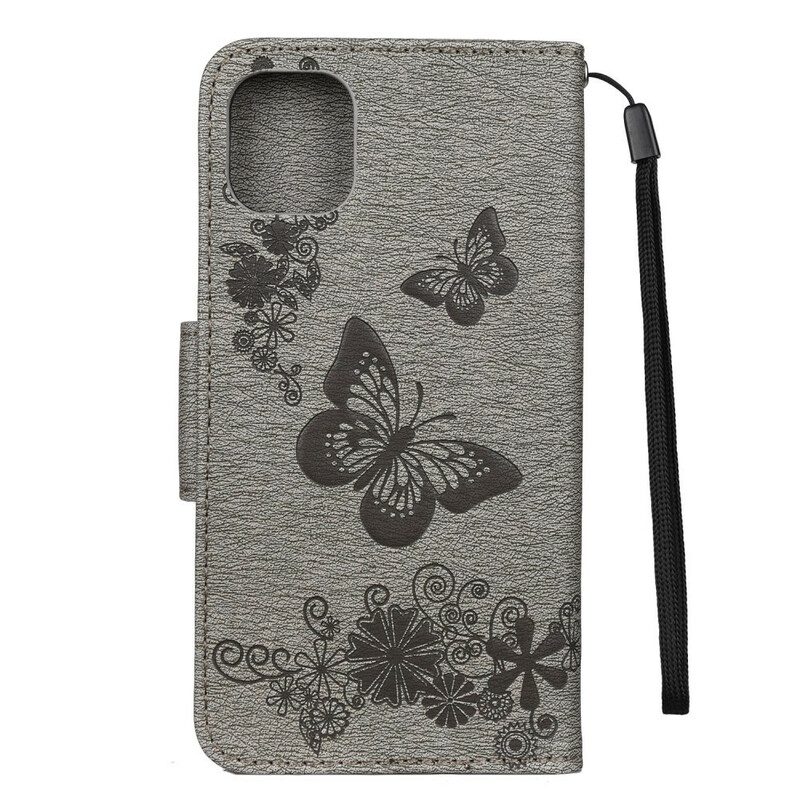 Fodral För iPhone 11 Pro Med Kedjar Fantastiska Remfjärilar