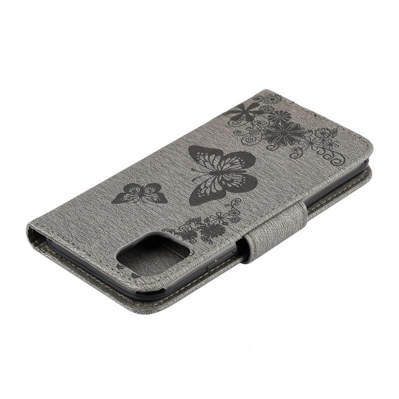 Fodral För iPhone 11 Pro Med Kedjar Fantastiska Remfjärilar