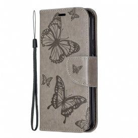 Fodral För iPhone 11 Pro Med Kedjar Fjärilar Tryckt Rem