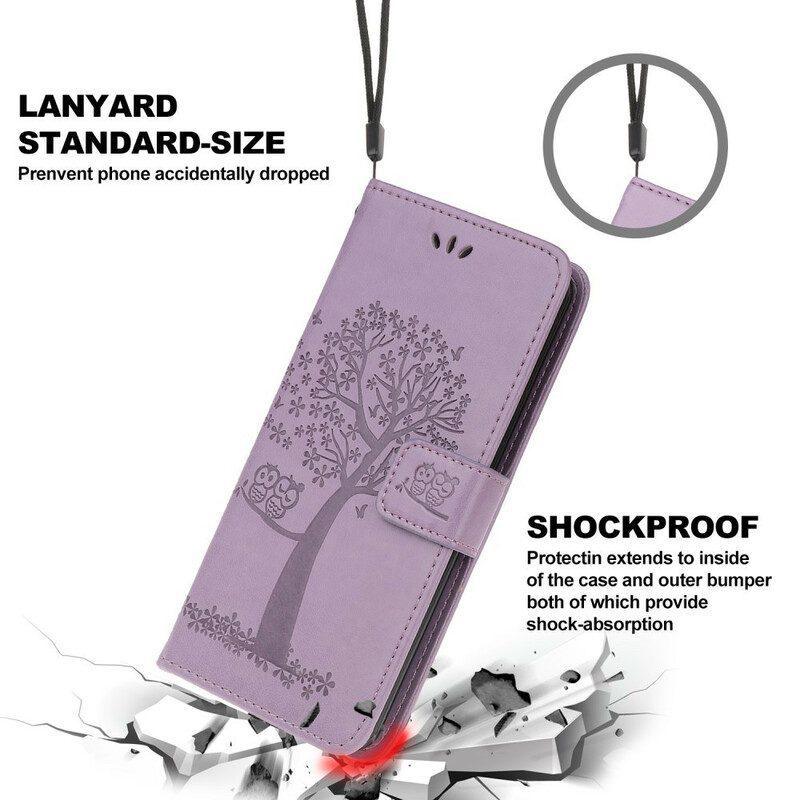 Fodral För iPhone 12 Mini Med Kedjar Träd Och Strappy Owls