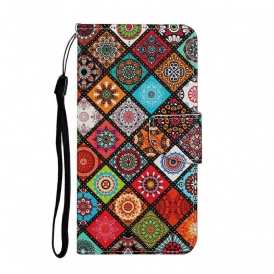 Fodral För iPhone 12 Pro Max Patchwork-mandalas Med Halsband