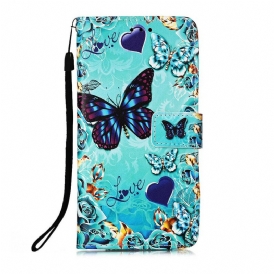 Fodral För iPhone 13 Mini Med Kedjar Älskar Fjärilar Strappy