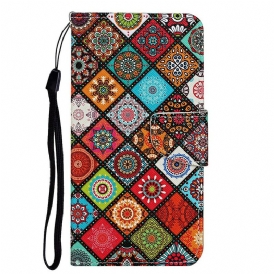 Fodral För iPhone 13 Patchwork-mandalas Med Snodd