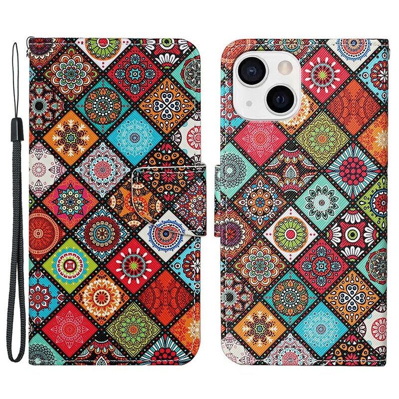 Fodral För iPhone 13 Patchwork-mandalas Med Snodd