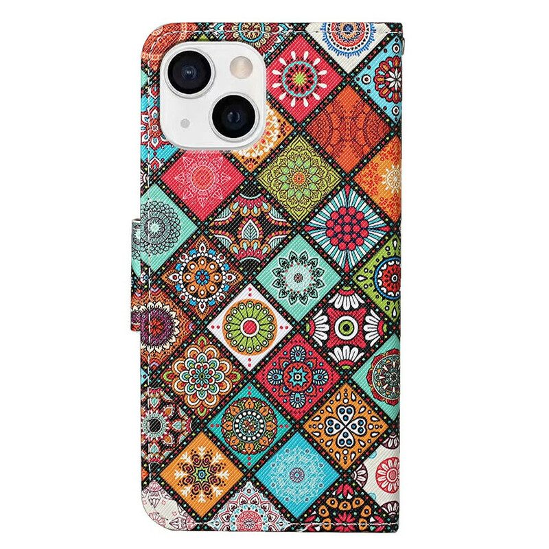 Fodral För iPhone 13 Patchwork-mandalas Med Snodd