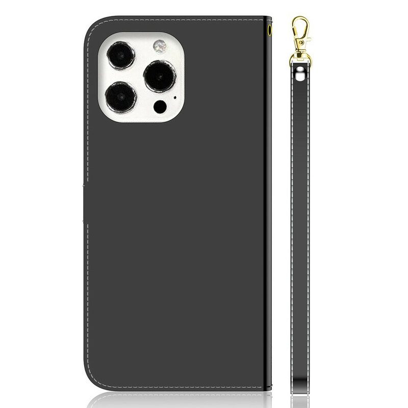 Fodral För iPhone 13 Pro Max Faux Läder Cover Spegel