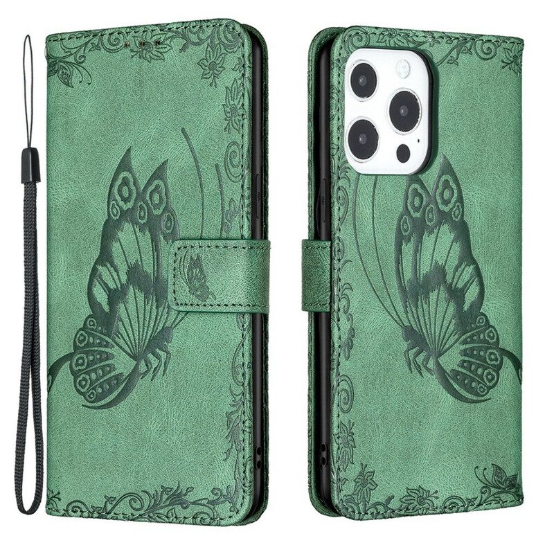 Fodral För iPhone 13 Pro Max Med Kedjar Barock Strappy Butterfly