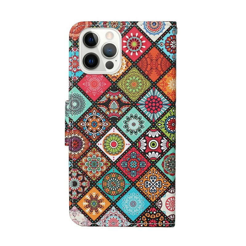 Fodral För iPhone 13 Pro Patchwork-mandalas Med Snodd