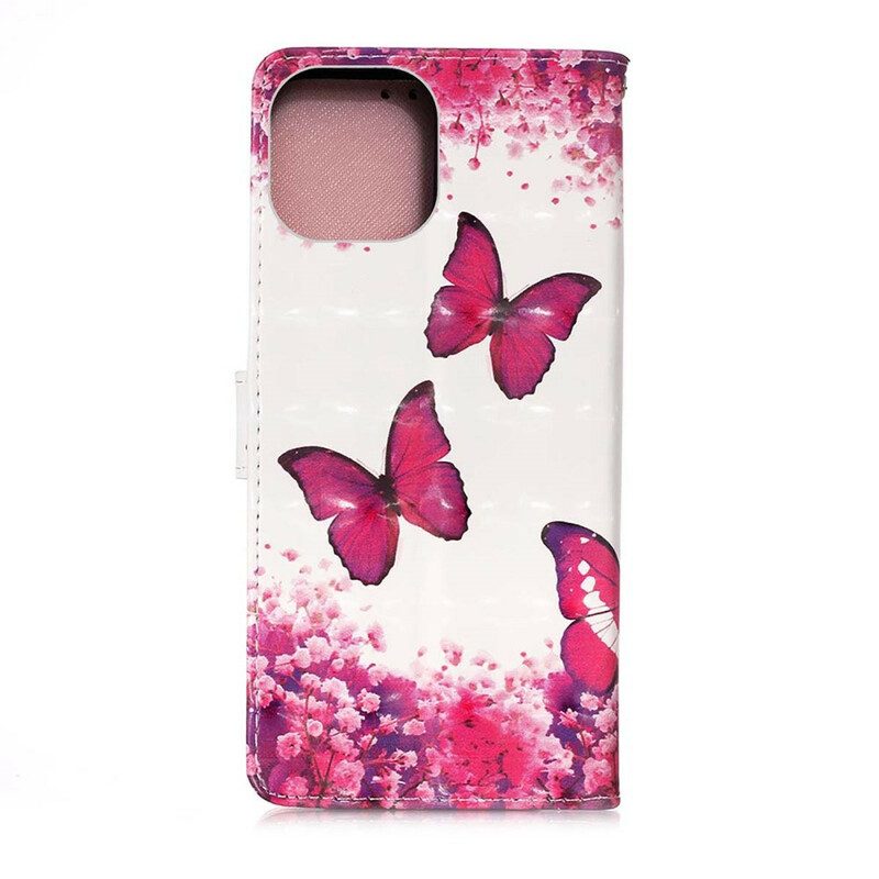 Fodral För iPhone 13 Pro Röda Fjärilar