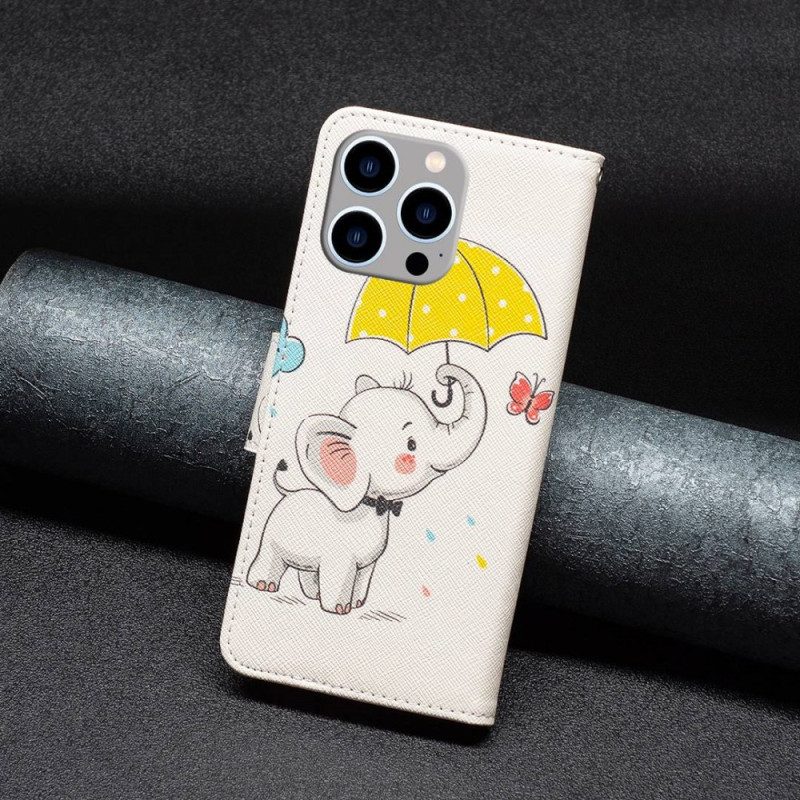 Fodral För iPhone 14 Pro Max Elefant I Regnet