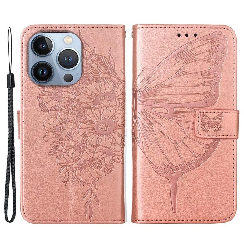 Fodral För iPhone 14 Pro Max Med Kedjar Barock Strappy Butterfly