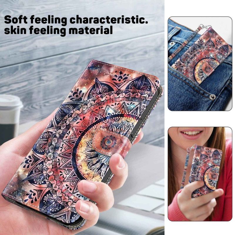 Fodral För iPhone 14 Pro Med Kedjar Färgglad Strappy Mandala