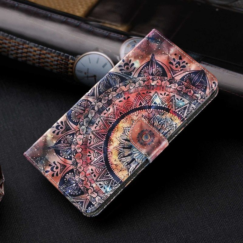 Fodral För iPhone 14 Pro Med Kedjar Färgglad Strappy Mandala