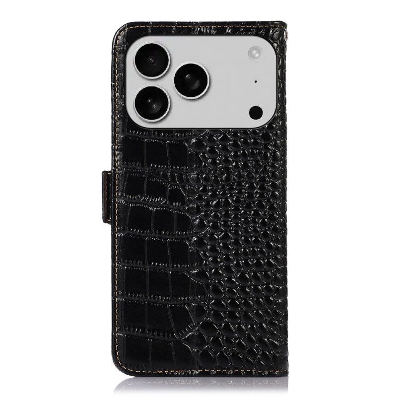 Fodral För iPhone 17 Pro Max Krokodilfärgat Texturerat Läder