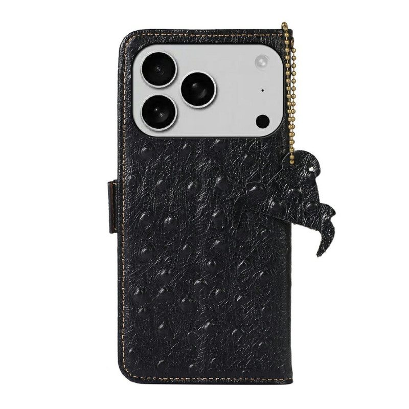 Fodral För iPhone 17 Pro Strutsstrukturerat Läder