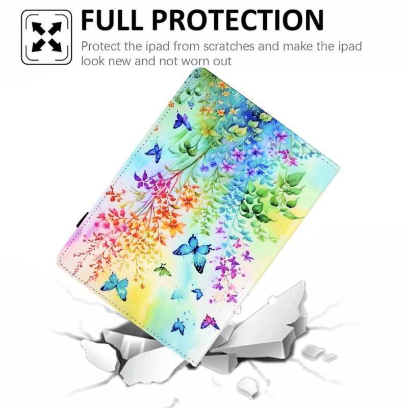 Fodral iPad (2025) Blommor Och Fjärilar