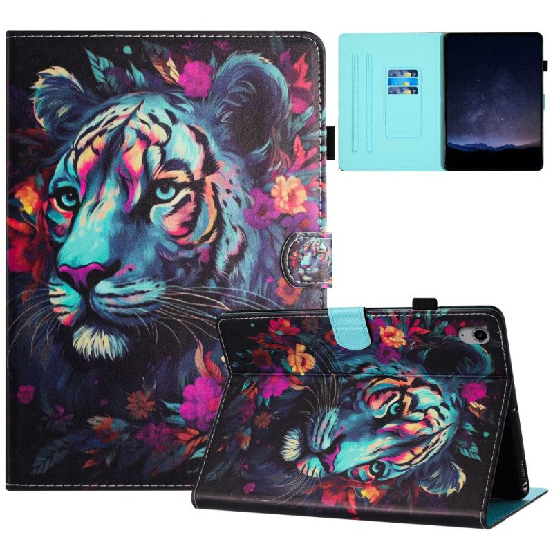 Fodral iPad (2025) Färgglad Tiger