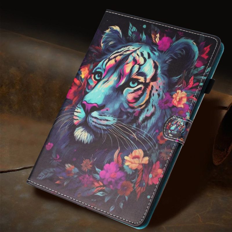 Fodral iPad (2025) Färgglad Tiger