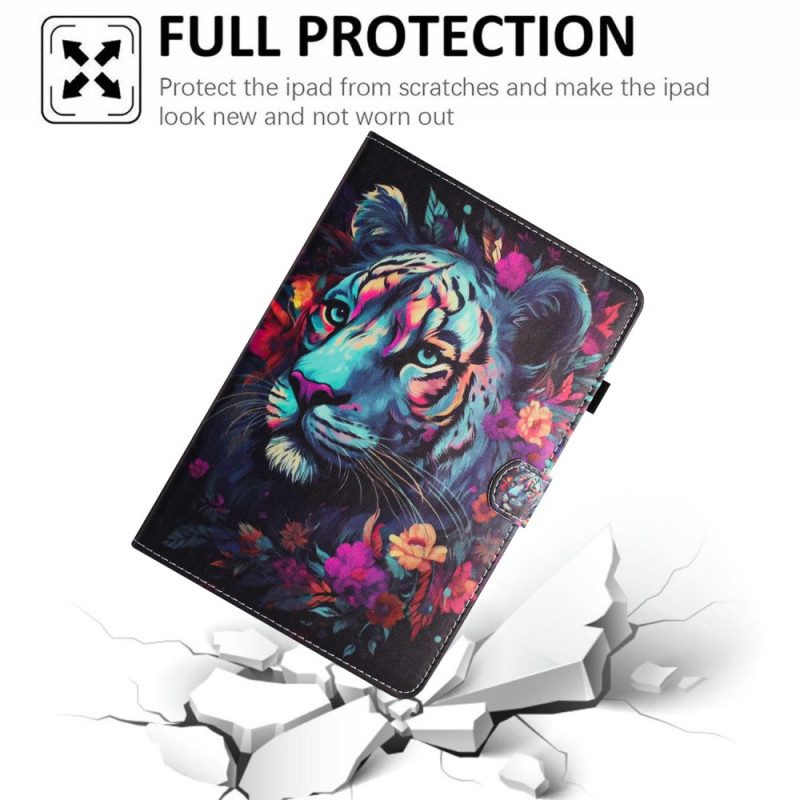 Fodral iPad (2025) Färgglad Tiger