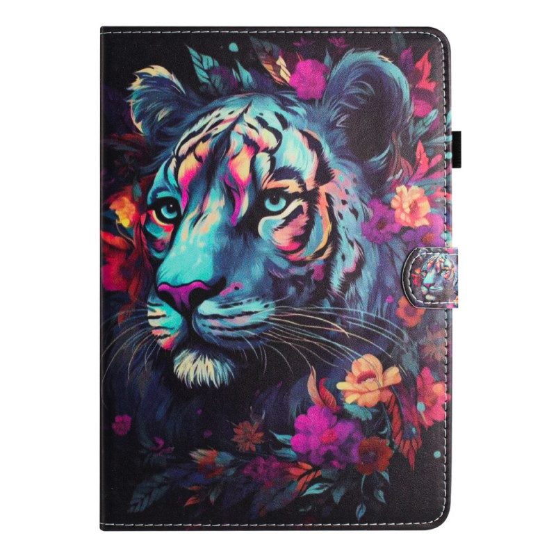 Fodral iPad (2025) Färgglad Tiger