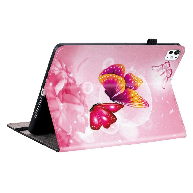 Fodral iPad Pro 13 (2025) Rosa Fjärilar