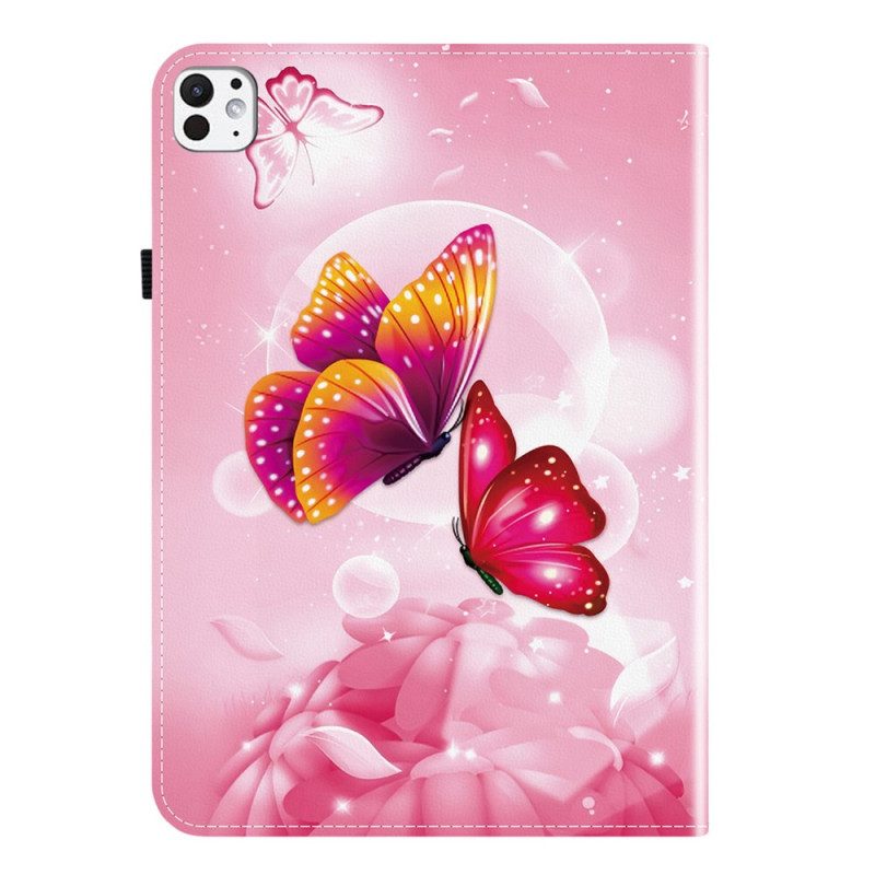 Fodral iPad Pro 13 (2025) Rosa Fjärilar