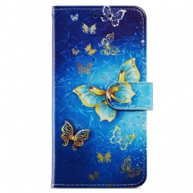 Fodral iPhone 15 Plus Med Kedjar Fjärilar Under Flygning Med Rem