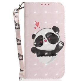 Fodral iPhone 15 Plus Med Kedjar Panda Love Med Rem