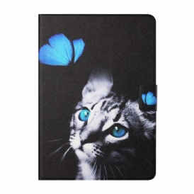 Folio-fodral För iPad Mini 6 (2021) Katt Och Blå Fjäril