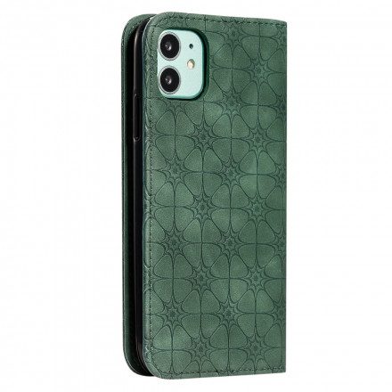 Folio-fodral För iPhone 11 Läderfodral Barockblommor