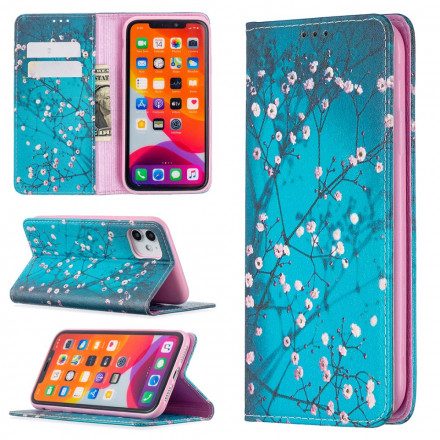 Folio-fodral För iPhone 11 Läderfodral Blommande Grenar