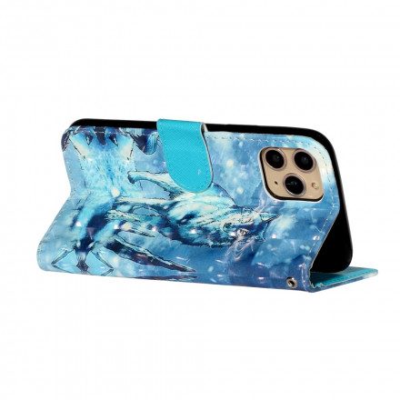 Folio-fodral För iPhone 11 Pro Max Med Kedjar Wolf Light Strap Spotlights