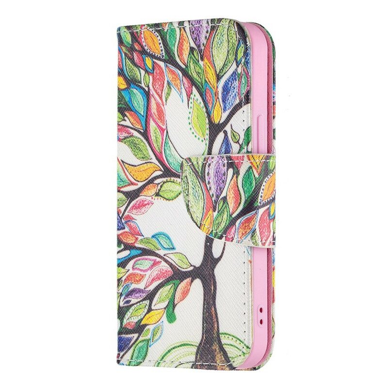 Folio-fodral För iPhone 13 Mini Färgat Träd