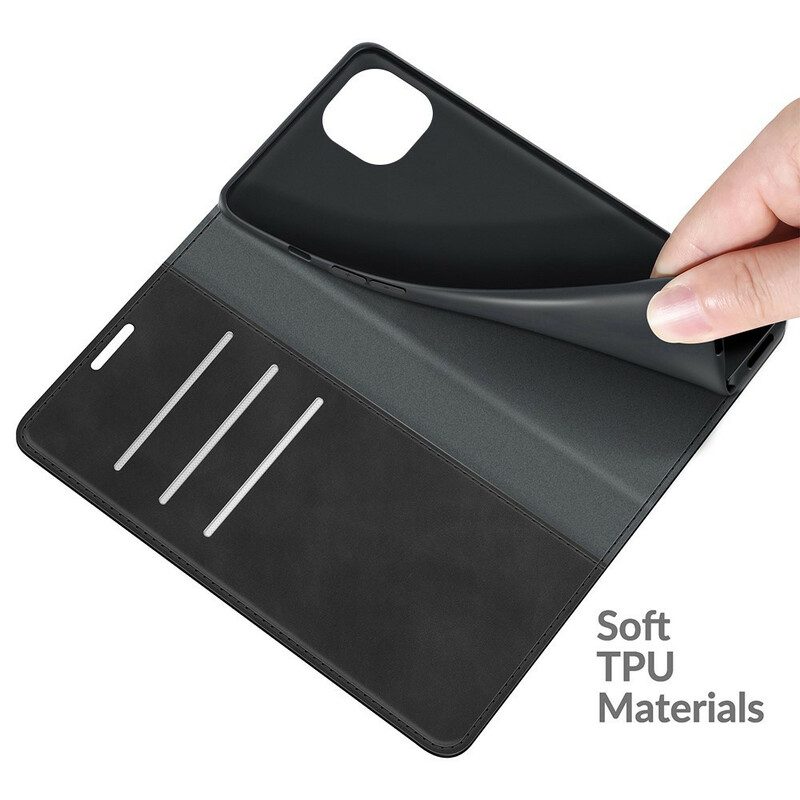 Folio-fodral För iPhone 13 Mini Läderfodral Silke Mjukt Läder Effekt