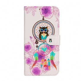 Folio-fodral För iPhone 13 Mini Med Kedjar Thong Owl Mandala