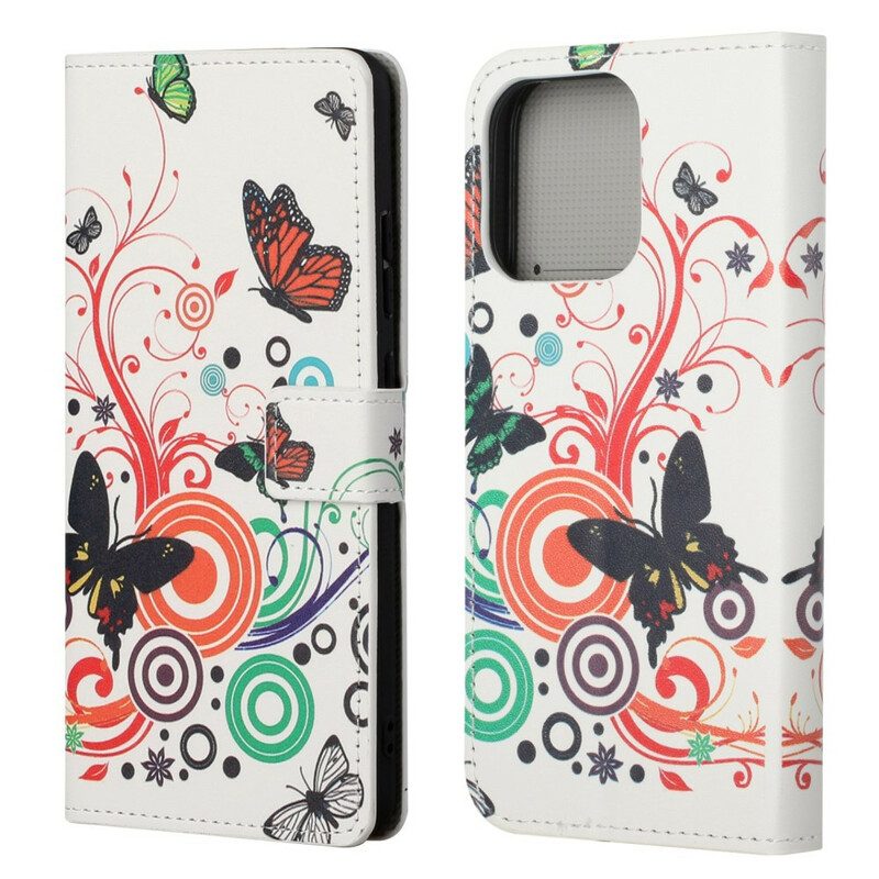 Folio-fodral För iPhone 13 Pro Galna Fjärilar