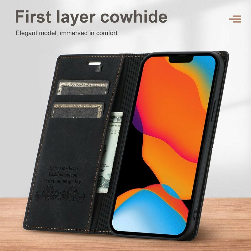 Folio-fodral För iPhone 13 Pro Max Läderfodral Läderstil Couture Magnetlås