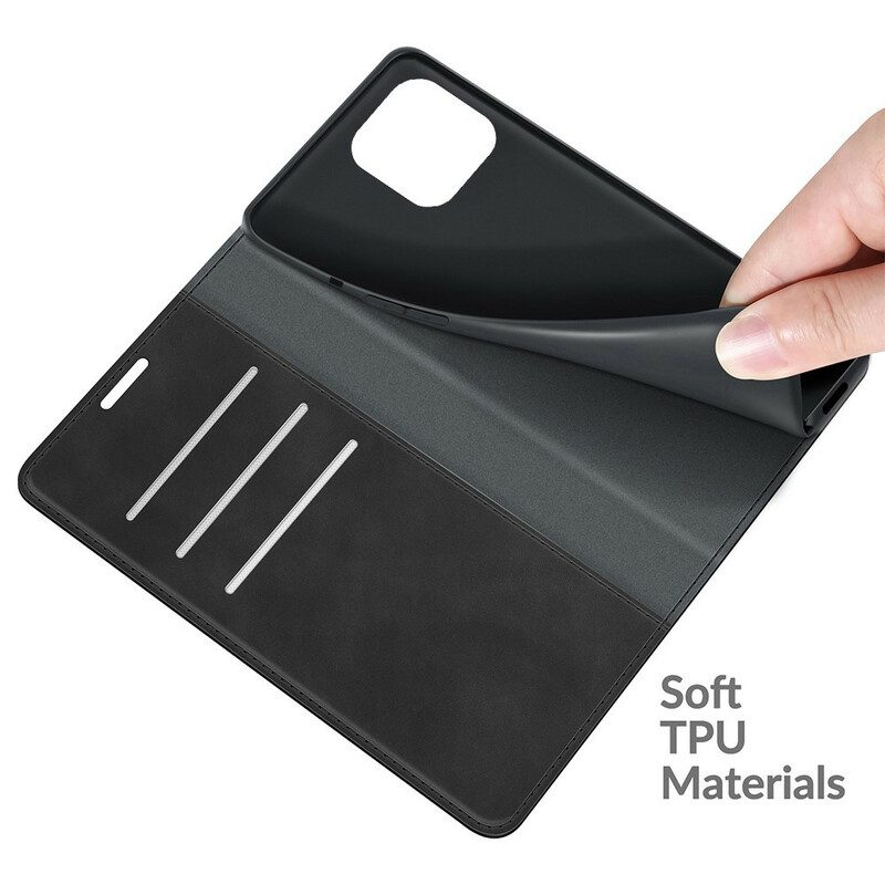 Folio-fodral För iPhone 13 Pro Max Läderfodral Silke Mjukt Läder Effekt