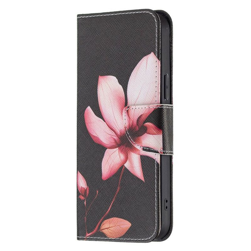 Folio-fodral För iPhone 13 Pro Max Rosa Blomma