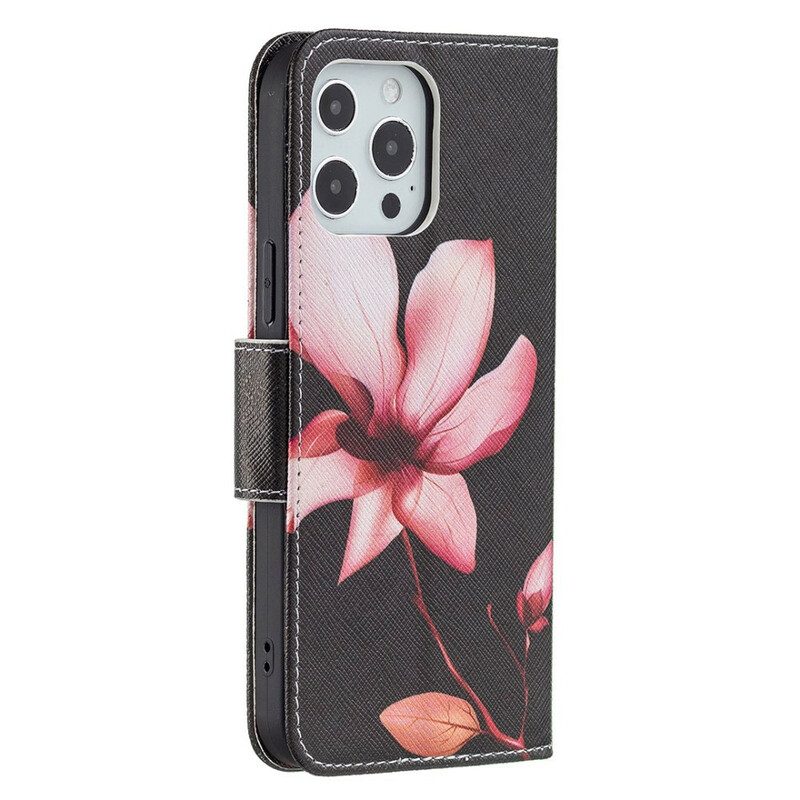 Folio-fodral För iPhone 13 Pro Max Rosa Blomma