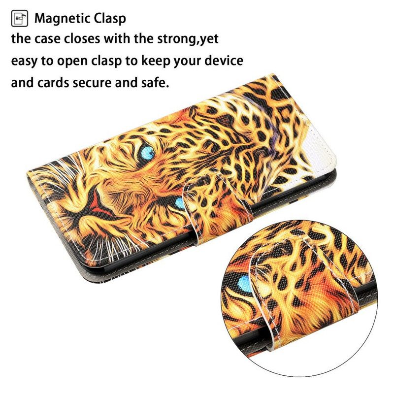 Folio-fodral För iPhone 13 Tiger Med Snodd